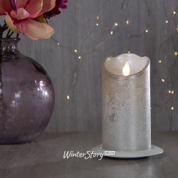 Kaemingk / LED candle Living Flame 10 cm silver wax battery-operated, timer