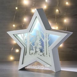 Kaemingk / New Year's lamp diorama Star - Snow Forest 26 * 25 cm on batteries, 18 LED lamps