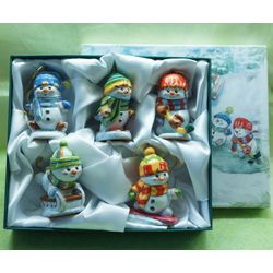 Ярославская майолика / Set of Christmas decorations "Snowmen-athletes"