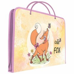 Папка на молнии с ручками ПИФАГОР А4, 1 отделение, пластик, молния сверху, "FOX"