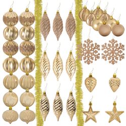 ЗОЛОТАЯ СКАЗКА / Set of decorations for spruce 39 items, golden color