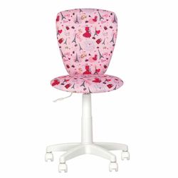 Children's chair "POLLY GTS white" without armrests, pink with a pattern