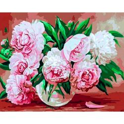 Опт-картина / पेंटिंग पीला गुलाबी peonies