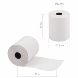 Nastro per ricevute CARTA THERMO 80 mm (diametro 72 mm, lunghezza 80 m, manica 12 mm) SET 9 pz., BRAUBERG