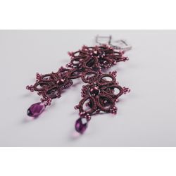 Lace earrings, Juliet Burgundy