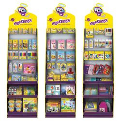 Stand for product outdoor INLANDIA, 200х60х40 cm, 3 shelves, 25 hooks, cardboard