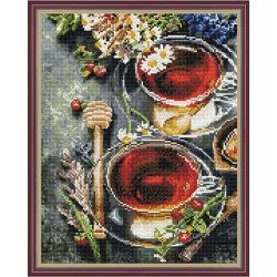 Опт-картина / Diamond mosaic 40x50, round rhinestones Chamomile tea