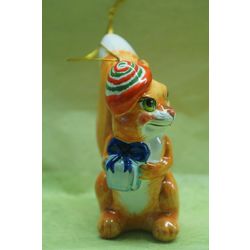 Ярославская майолика / Christmas toy "Squirrel with a gift"