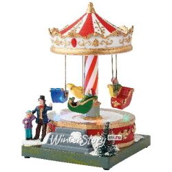 Kaemingk / Composition lumineuse Christmas Carrusel: Santa's Sleigh 19 * 12 cm, avec mouvement et musique, à piles