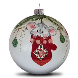 Christmas ball mouse in a mitten