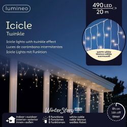 Kaemingk / LED guirlanda Fringe 20 * 0,5 m, 490 lâmpadas LED brancas quentes, controlador, PVC branco, IP44