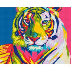 Опт-картина / mosaico de diamantes, 40x50, diamantes de imitación cuadrados Tigre arco iris