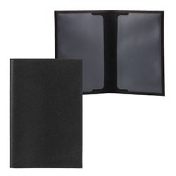 Passport cover FABULA "Largo", genuine leather, embossed "Passport", black