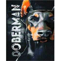 Опт-картина / Diamond mosaic, 40x50, square Doberman rhinestones