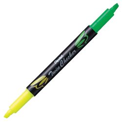 Highlighter PENTEL bilateral (Japan), YELLOW/GREEN, "Twin Checker", line 3.5 mm