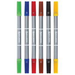 The markers are double-sided BRAUBERG 6 colors, writing nodes 2 and 5 mm, ventilated cap, carton packaging