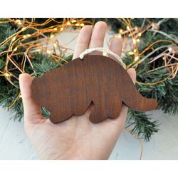 Ленивые Бобры / Christmas tree toy mirrored "Tiger" in a wooden frame