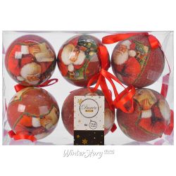 Kaemingk / Juego de bolas de papel maché Asistente de Año Nuevo 7,5 cm, 6 piezas