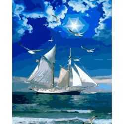 Опт-картина / Pintura por números 40x50 Velero en la noche