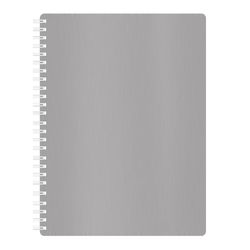 HATBER / Тетрадь А5, 80 л., гребень, клетка, обложка пластик, "METALLIC-СЕРАЯ" / 8 шт.