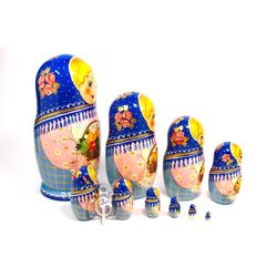 Семеновская роспись / Russian woman - booklet matryoshka, 10 dolls - booklet No. 14 "Bouquet"