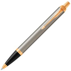 Ballpoint pen PARKER "Core IM Brushed Metal GT", chassis in silver lacquer, gilded details, blue