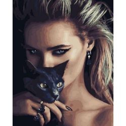 Опт-картина / Cuadro por números 40x50 Niña y gato