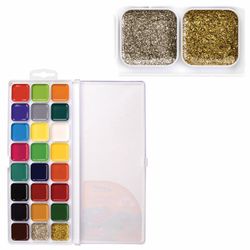 Paint watercolor ONLANDIA "JOLLY BEE" honey, 22+2 colors (gold + silver), MAGIC