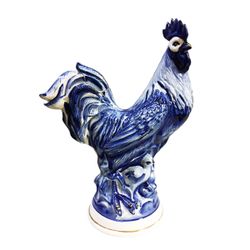 Лефортовский фарфор / Damask "Rooster with chickens" cobalt with gold