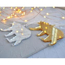 Ленивые Бобры / Lazy Beavers / A set of mirrored Christmas tree decorations "Siberia inside" big in a gift box