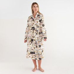 Этель / Women's long robe "Bachelorette party" size 42-44, waffle 200g / m2, 100% hl