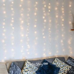 Kaemingk / Ghirlanda tenda rosa 0,9 * 1 m, 100 micro lampade LED bianco caldo, filo argento, IP44