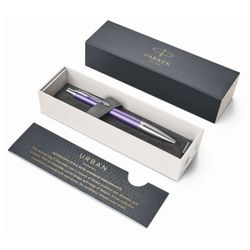 Stylo bille PARKER "Urban Premium Violet CT", corps violet, détails chromés, bleu