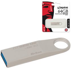 KINGSTON / 64 GB Flash Drive, DataTraveler SE9 G2, USB 3.0, Metal Case, Silver