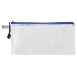 Carpeta de sobres con cremallera FORMATO PEQUEÑO (255x130 mm), cremallera surtida, malla, transparente, 0,2 mm, BRAUBERG "Segmento"
