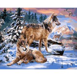 Опт-картина / 数字绘画 40x50 狼夫妇