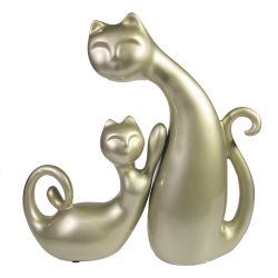 Ремеко / Composition of 2 figures "Cats" (silver-beige) 2v L16.5W7H16 (small) L17W9H26.5 (large)