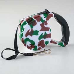Пижон / Dude / Roulette with a leash-tape, rubber handle, 5 m, animal weight up to 15 kg, military colors