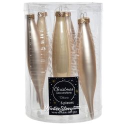 Kaemingk / Set of Christmas tree decorations Icicles 15 cm mother-of-pearl, 6 pcs, glass