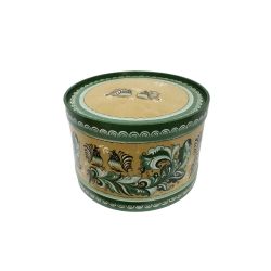 Беломорские узоры / Wooden box with lid "green Rakulskaya painting" round 27.5 cm