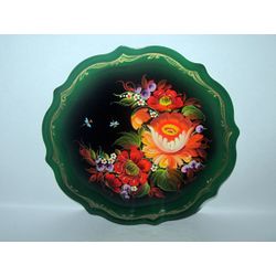 Сувениры из Н.Тагила / Souvenirs from N. Tagil / Tray "Baroque. Orange Rose", 19 cm