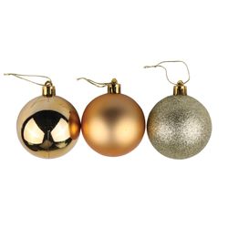 ЗОЛОТАЯ СКАЗКА / Christmas balls set of 6 pieces, plastic, 6 cm, dark gold (gloss, matte, glitter)