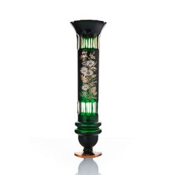 Гусевской Хрустальный завод / Crystal vase for flowers "Luciano" green with gold