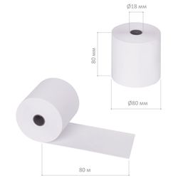 Receipt tape thermal PAPER 80 mm (diameter 80 mm, length 80 m, the sleeve 18 mm) SET of 6 PCs, BRAUBERG
