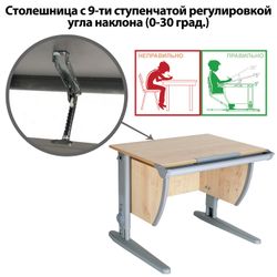 Table-party adjustable "Demi" SUT.14, 750 x610 x530-815 mm, gray metal frame, LDSP, maple