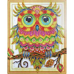 Опт-картина / 5D diamond mosaic 40x50 round rhinestones Owl