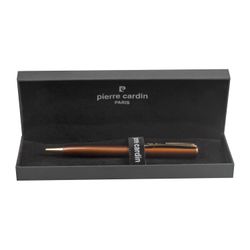 Gift ball pen Pierre Cardin "Eco", body brown, brass, gold details, blue