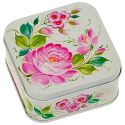 Жостово / Small square tin can