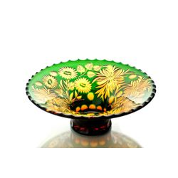 Гусевской Хрустальный завод / Crystal vase for fruit "Palmira" amber-green