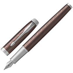 Pen pen PARKER "IM Premium Brown CT", building brown engraved, chrome, blue